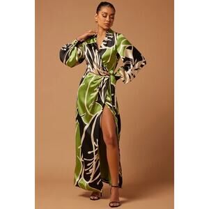 Nova Luxe Arta Satin Wrap Maxi Dress - NWT